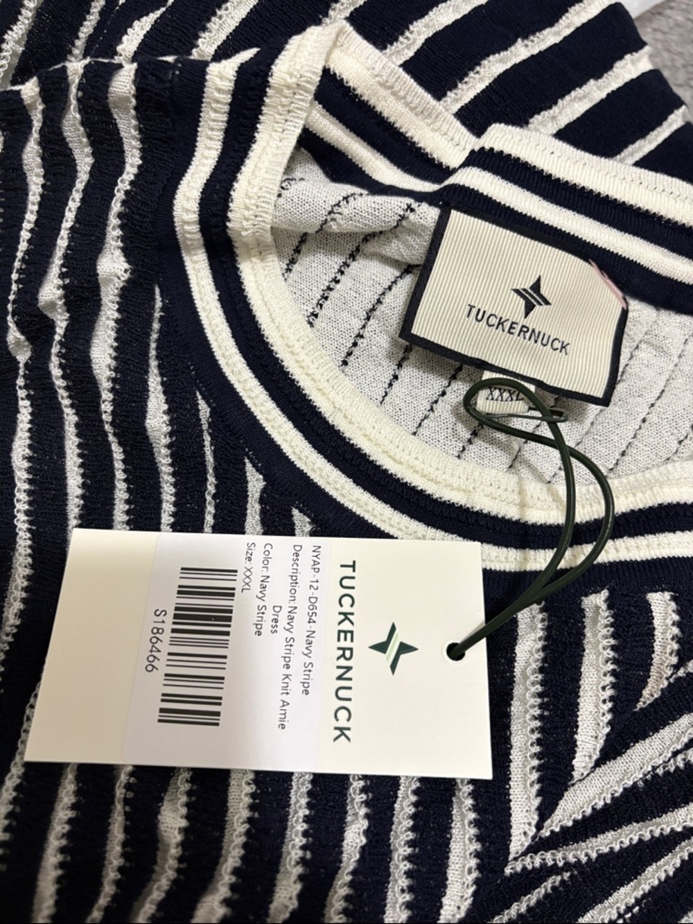 Tuckernuck Navy Blue and White Vertical-Stripe Knit Maxi Dress - Picture 4 of 8